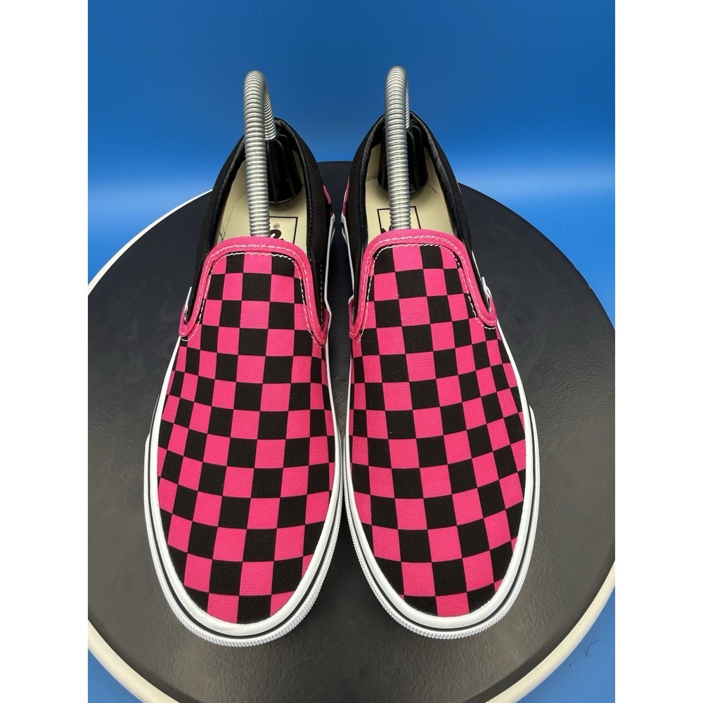 Vans Slip-On Checkerboard Womens Size 8 Hot Pink Black Skate Shoe Sneakers - Picture 2 of 8